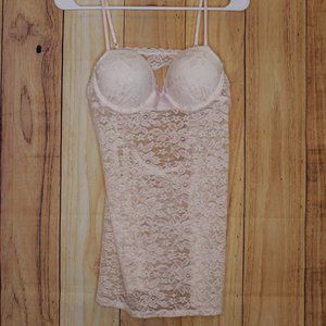 Linea Donatella Size M Medium Pink Lace Sleepwear Nighty Women's Top